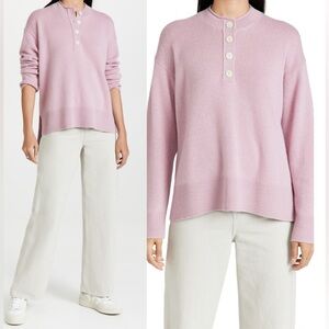 Theory Cashmere Henley Sweater in Wild Lilac Size M NWOT